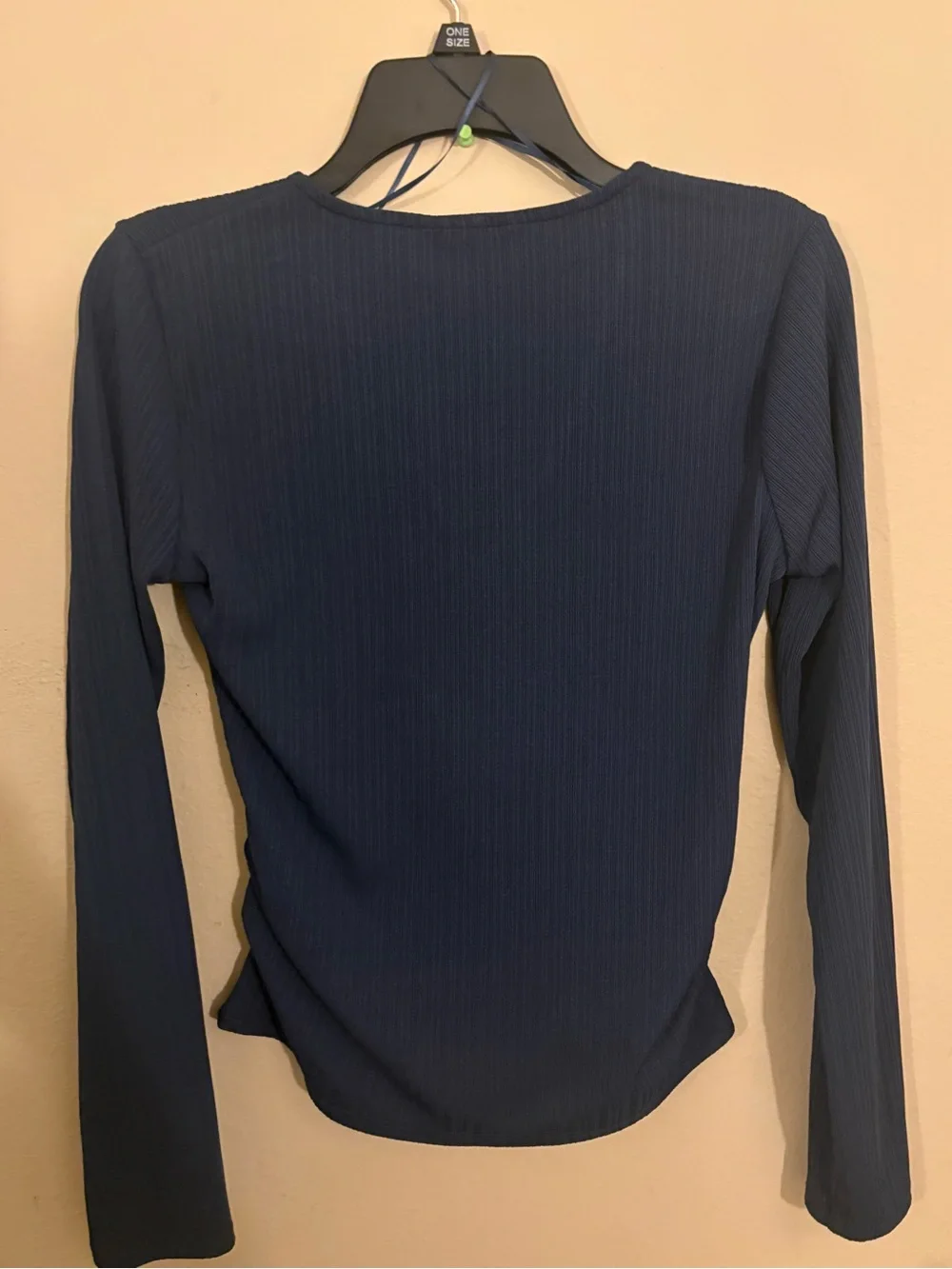Nine West Ribbed Navy Long Sleeve Top